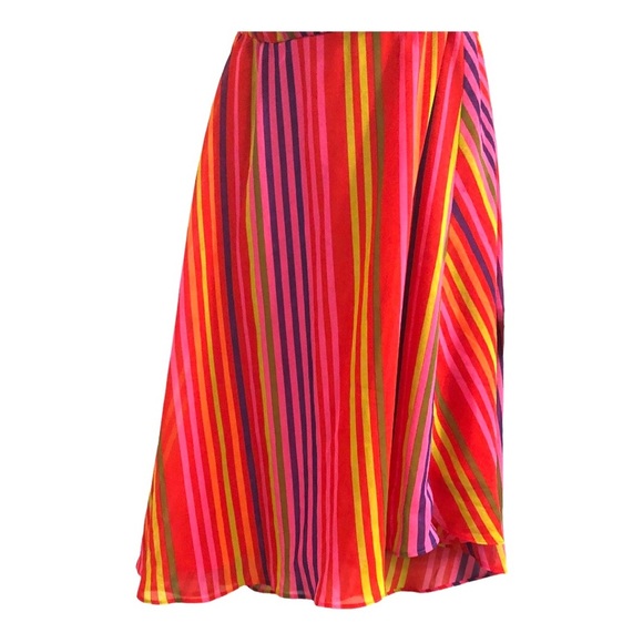 Nine West pink multicolor striped asymmetric belted flowy dress size 4 new‎ - Picture 5 of 15
